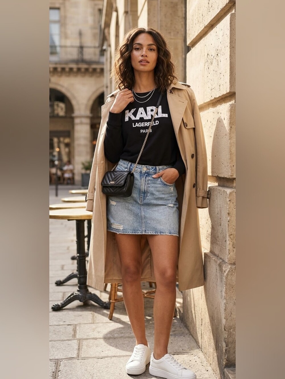Karl Lagerfeld Black Sweatshirt With White Lace Logo